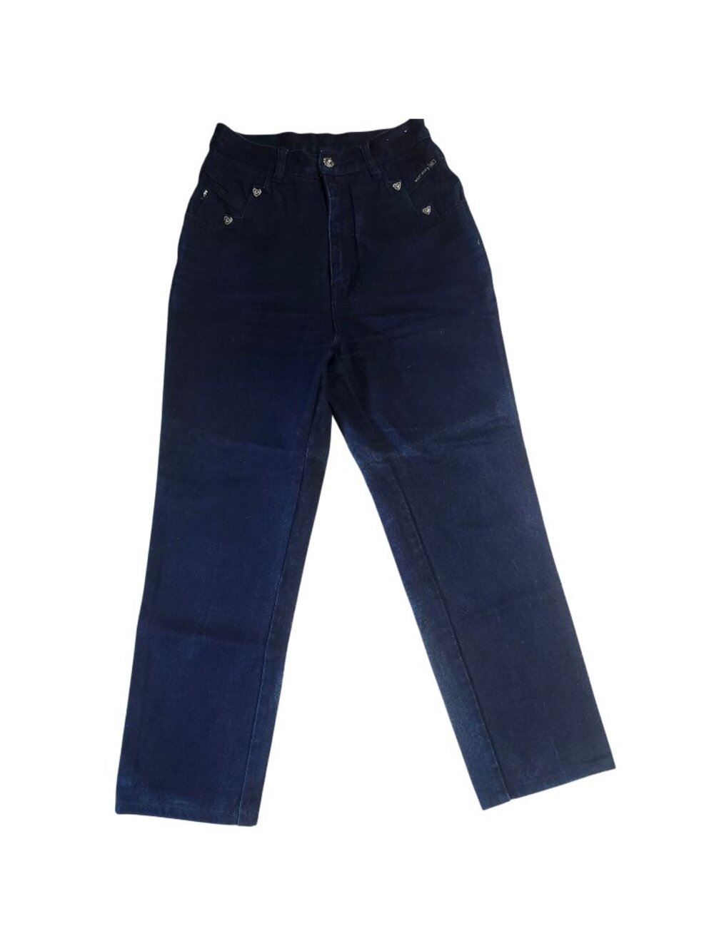 Vintage Western Ethics Women's 9/10 High Rise Jeans Heart Stud Dark Wash Hong Ko